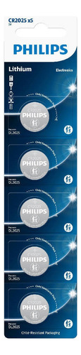 Pilha Cr2025 3v Philips Bateria Moeda 5 Unidades
