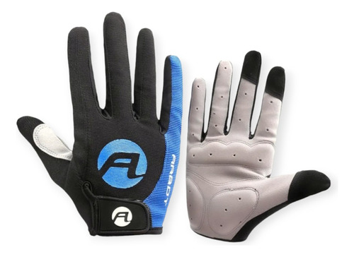 Guantes Dedos Largos Con Almohadillas De Gel. Negro/azul T L