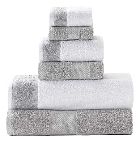 Juego De Toallas Algodon Super Absorbente Color Gris 6 Pzs Plateado Hand Towel