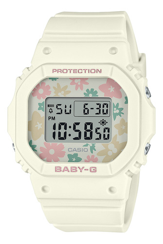 Reloj Mujer Casio Bgd-565rp-7dr Baby -g Correa Blanco Bisel Blanco Fondo Blanco