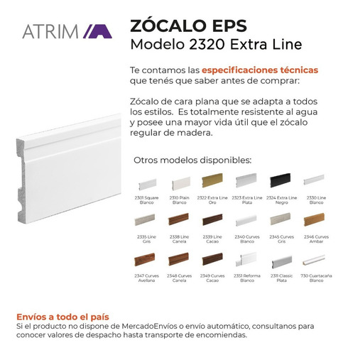 Zocalo Eps Extra Line Atrim Anti Humedad Porcelanato 2320