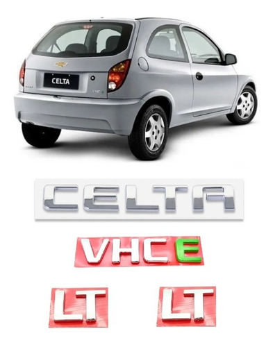 Kit Emblema Nome Celta + Vhc+ E + 2 Lt Cromado