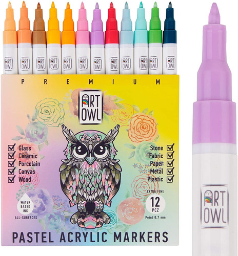 Marcadores Art Owl Pintura Acrilica Color Pastel Punta Fina