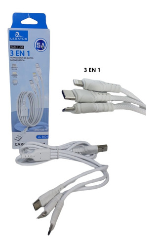 Cable Multiple Universal 3 En 1 Micro-usb Lighting Usb-c