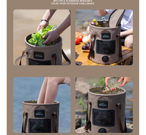 Cubo De Agua Plegable, Contenedor De Agua De 25 L, Marrón