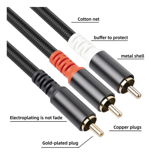 1 Rca Macho A 2 Rca Macho Para Equipo Estéreo 1m