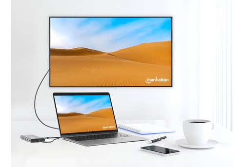 Docking Station Usb-c Para Triple Monitor Manhattan 130660