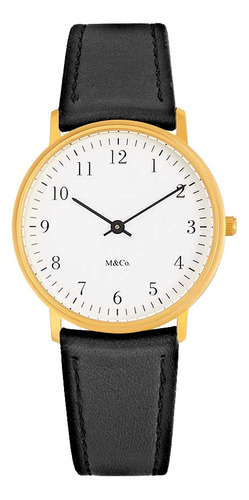 Projects Reloj M & Co Bodoni Latón W/negro Piel Banda