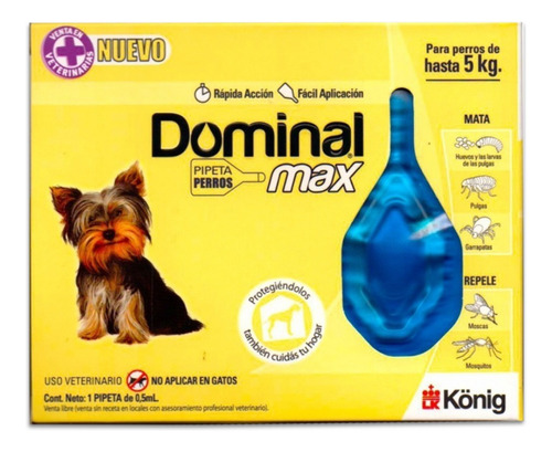 Pulgas Garrapatas Pipeta Dominal Max - Perros Menos De 5 Kg