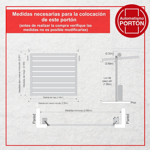 Portón Levadizo Manual C/puerta Y Apliques De Acero 255x205 Gris Oscuro