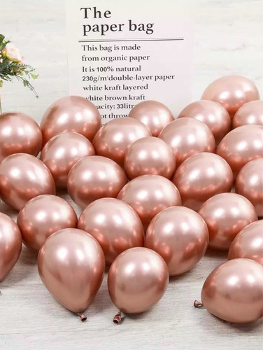 Imagen 2 de 3 de Globos Cromados Metalizados Rosa Oro X 50 U - Fiesta