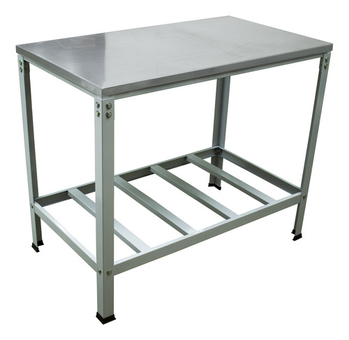 Mesa Industrial Bancada Cheff Supreme Branca Gradeada 100x55 Para Restaurantes Ekenox