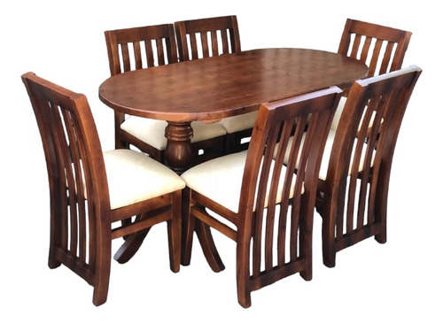 Juego De Comedor Oval  Con 6 Sillas Africanas 