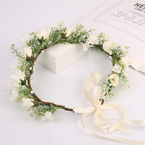 Diadema De Flores Nupciales Ajustable Guirnalda Boho