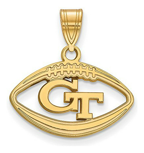 Logoart Georgia Tech Pendant In Football  Gold Plated 