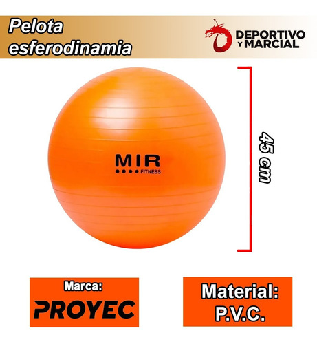 Imagen 4 de 7 de Pelota De Esferodinamia Mir 45 Cm Reforzada Yoga Pilates Gym