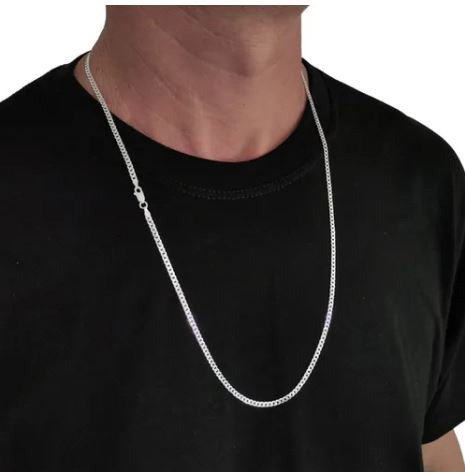 Kit Corrente Pulseira Masculino Groumet Trio Brinco Prata925