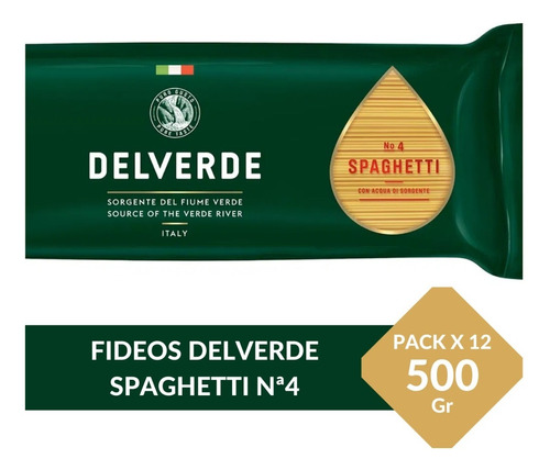 Fideos Delverde Spaghetti Nª4 Pack X 12 X 500gr.