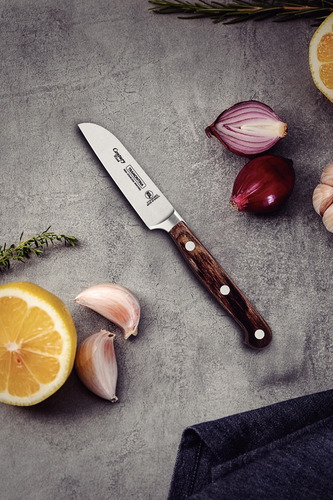 Cuchillo para Frutas y Verduras Tramontina Century Wood con Lámina de Acero Inoxidable y Mango de Madera Tratada Castaño 3"