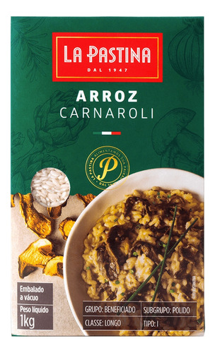 Arroz Carnaroli Risoto Italiano Premium La Pastina Caixa 1kg