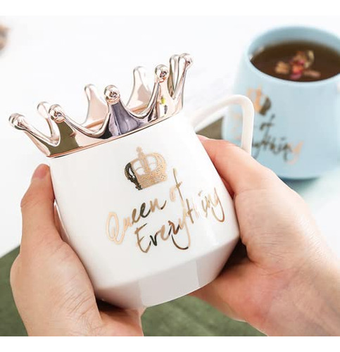 Taza De Reina De Todo Con Tapa Dulce Taza Blanca Con Corona