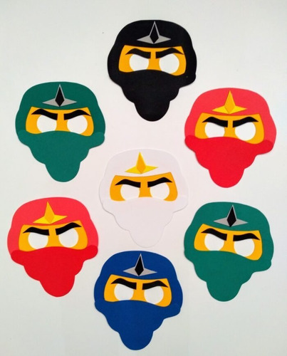 X10 Antifaces Caretas De Goma Eva Sorpresitas Ninjago