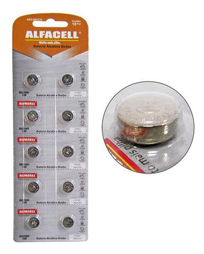 Kit Bateria Alcalina Botão Ag3 G3 Lr41 1,5v - 10 Unidades