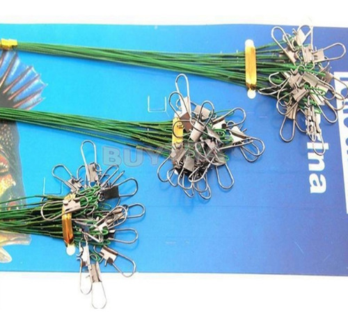 Kit 60 Chicote Leader De Pesca Encastoado C/ Snap E Girador