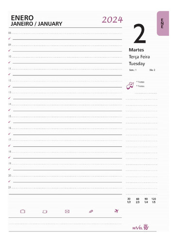 Repuesto De Agenda Nivel 10 2024 Bonjour Diario N8 16x22cm
