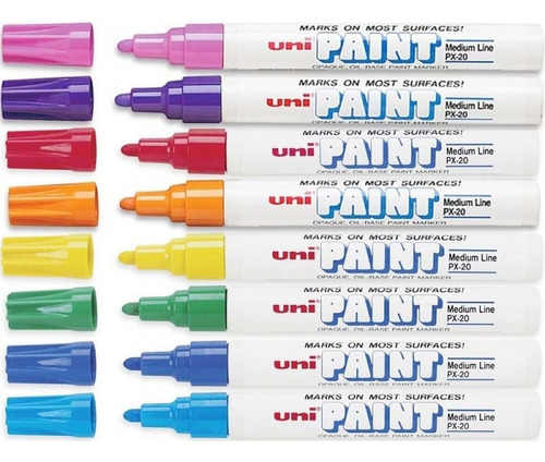 8 Plumones De Pintura Acrílica Posca Uni Paint Marcador Px20