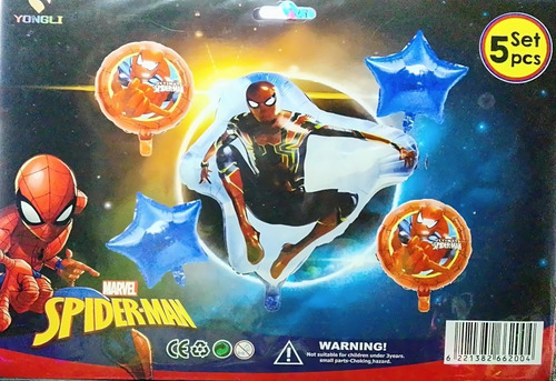 Set De 5 Globos Metálicos Marvel Spiderman
