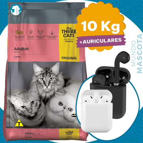 Alimento Three Cats Gato Adulto 10 Kg + Regalo
