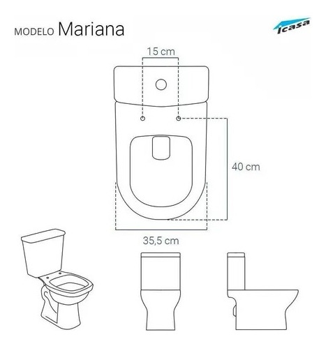 Assento Tampa Vaso Mariana Para Icasa Pp Preto 1.6gpf 6lpf