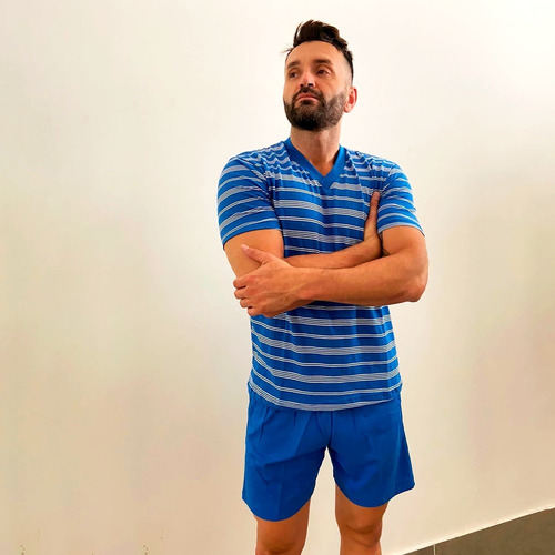 Imagen 2 de 9 de Pijama Clasico Hombre Verano Algodon Rayado- Macys 999