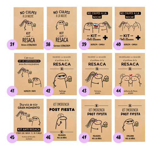 100 Mini Sobres Flork Kit Anti Resaca Souvenirs Boda Cumple