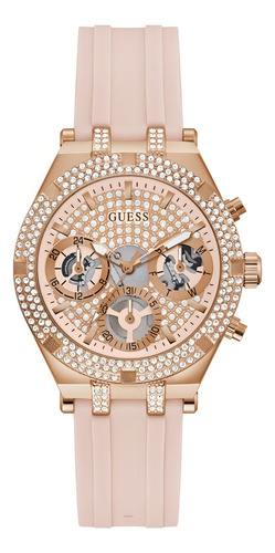 Relógio para mulheres da marca Guess Model Heiress Strap Color: rosa, cor do bisel, ouro rosa, cor de fundo, ouro rosa