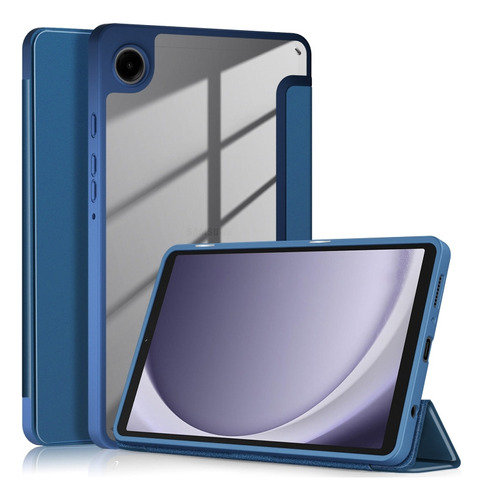 Funda Azul De Color Liso Con 3 Pliegues Para Galaxy Tab A9