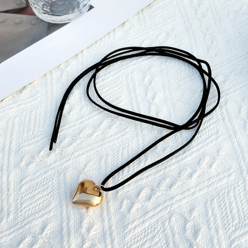 Collar Con Colgante De Corazón Con Cadena De Cuerda De Terci