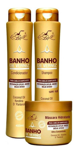 Kit Shampoo, Condicionador E Máscara Banho Verniz Belkit