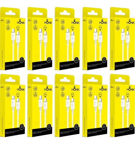 Pack 10 Cable Usb Tipo C A Tipo C Honk 2.4a 1.2mt