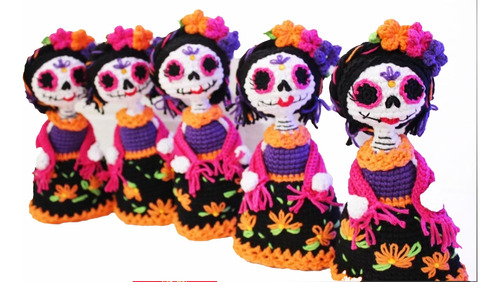 Amigurumi Catrina Pack 3 Piezas  Tejida A Crochet Artesanal