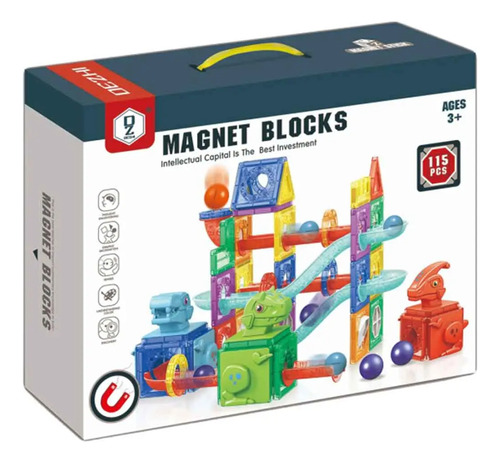 Pista Bloques Magnéticos 115 Pcs Dinosaurios Construir Toyz Multicolor
