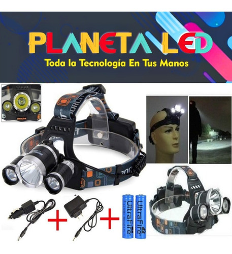 Linterna Triple Led De Cabeza Recargable Aluminio Zoom Miner
