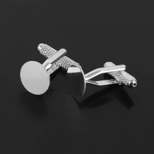 20 Piezas Moda Hombres Plata 12mm Plano Blannk Ajustes