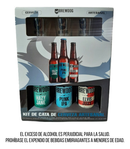 Estuche Brewdog Cata 3 + Copas - mL a $66