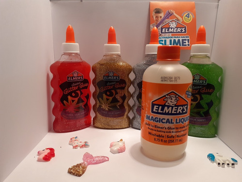 Kit Slime 4 Adhesivos + Activador + 5 Charms Elmers Original