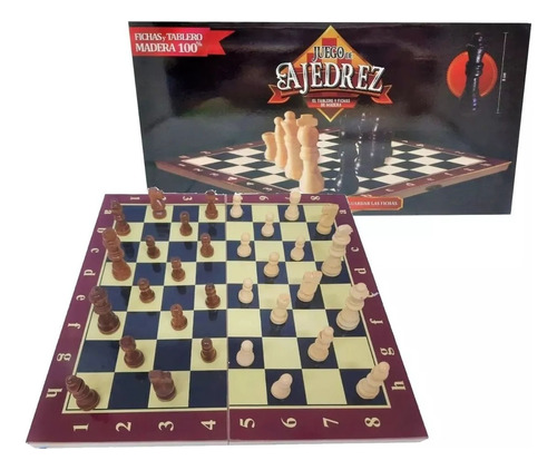 Juego De Ajedrez Madera Tablero Y Fichas De Madera 