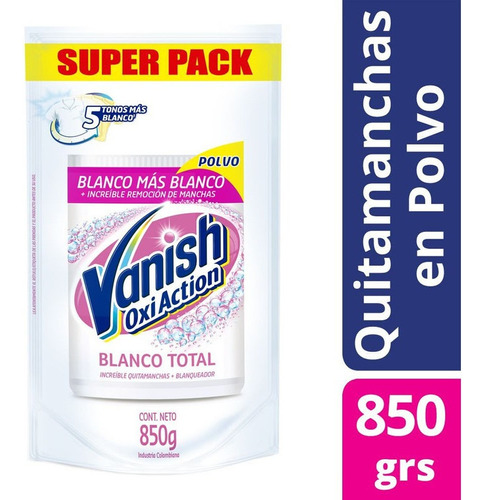 Vanish Polvo Blanco Quitamanchas Repuesto Doypack X 850g