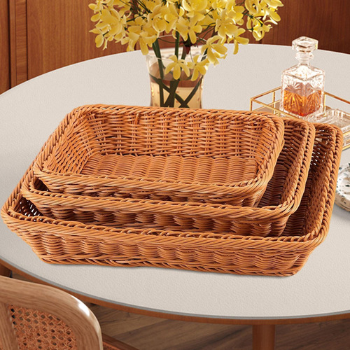 Cesta De Pan De 3 Piezas, Cesta De Frutas Tejida A Mano,