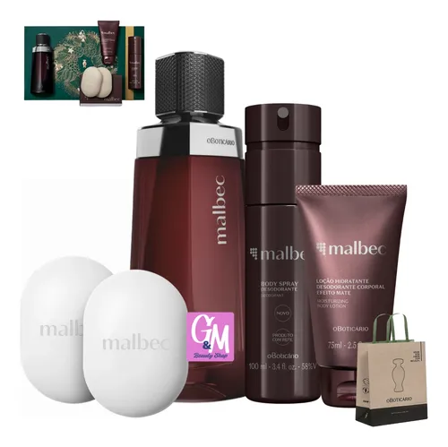 Kit Presente Masculino Perfume Malbec Tradicional Boticário